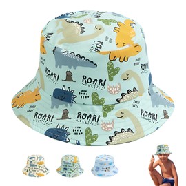 LHLZNB Baby Sun Hat 0-48 Months Toddler Sun Protection Animal Cap for Boys Girls Unisex Summer Bucket Hat with Adjustable Chin Strap UV Protection UPF 50+ ﻿ (UK, Alpha, S, M, Green Dinosaur)