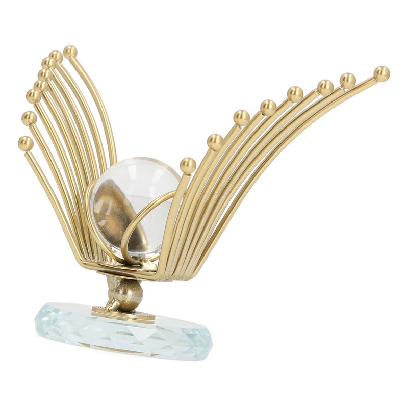 Flying Eagle Statue Modern Abstract Metal Eagle Crystal Ball Figurine