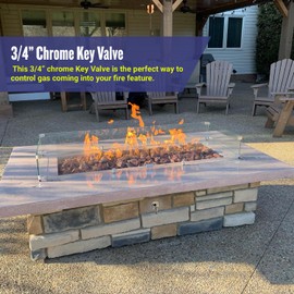American Fire Products | High Capacity 3/4" Key Valve | Easily Adjust Flame for Outdoor or Indoor Fire Pit or Fireplace | Turn Shut Off Valve, Includes 3" Chrome Key & Cover Plate