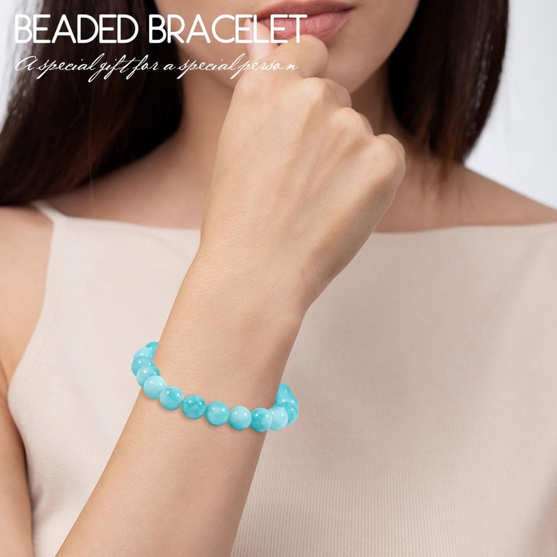 Natürliche Stretch-Jade-Armband für Frauen Männer 10MM Bead 6,7 Zoll bis