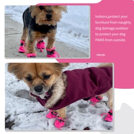 TEOZZO TEOZZO Dog Shoes for Hot Pavement, Anti-Slip Sole Dog Boots & Paw Protector Dog Booties with Reflective Straps Dog Shoes for Small Medium Dogs 4PCS Pink 3