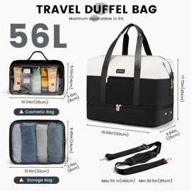 LOVEVOOK Weekender Bag, Large Travel Duffel Bag for Women with 2 Packing Cubes, Carry on Overnight Bag with Shoe Compartment, Mom Hospital Bags for Labor and Delivery