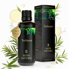 Satin Naturel Tea Tree Oil 100 ml - 100% Natural Essential Oil from Tea Tree Leaves - Against Pimples, Acne, Warts & Blemished Skin - Face, Scalp & Hair - Aromatherapy