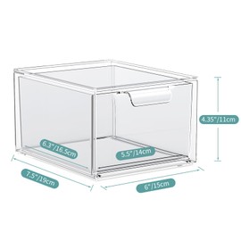 SpaceHacks SpaceHacks 4 Pack Stackable Makeup Organizer and Storage, Acrylic Organizers,Clear Plastic Storage Drawer with Handles for Vanity, Undersink, Kitchen Cabinets, Pantry
