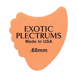 Exotic Plectrums Delrin Orange Guitar Or Bass Pick - 0.60 mm Medium Light Gauge - Premium Made In USA - 390 Shark Fin Shape - 12 Pack, Delrin-USA-Logo-Orange-.60mm-390-Fin-12P