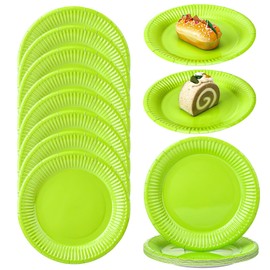 Xialvyu Pack of 20 Paper Plates, Disposable Plates, Green, 17.8 cm / 7 Inch Round Party Paper Plates Set, Paper Plates Birthday Paper Plates Children's Birthday Party Tableware Set for Wedding