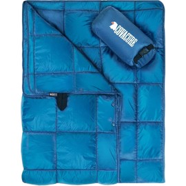 covacure Camping Blanket - Outdoor Travel Blanket, Packable, Puffy Blanket, Lightweight & Warm Quilt for Camping, Hiking, Backpacking, Outdoors, Travel, Beach（Blue）