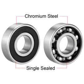 sourcing map 6204RS Deep Groove Ball Bearing Single Sealed 160204, 20mm x 47mm x 14mm Chrome Steel Bearings (Pack of 4)