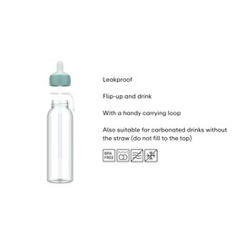 Mepal - Flip-Up Campus Water Bottle - Leak-proof Drinking Bottle for School and On the Go - Transparent Drinking Cups - BPA Free & Dishwasher Safe - 500 ml - Cool Blue