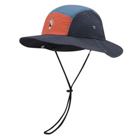 Clakllie Waterproof Fishing Hats Quick Dry Wide Brim Hunting Hat Bush Jungle Sun Cap for Camping Hiking Soft Top Bucket Hat (T-DOTF1-Navy Blue)