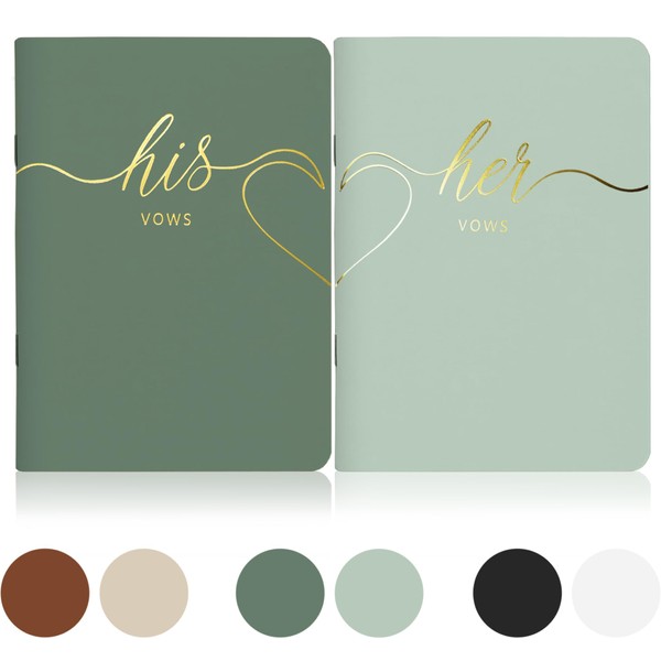 LSSH GmbH Wedding Vow Books,Original Vow Books His and Hers,Perfect Wedding Essentials for Your Wedding Day,28 Pages,5.5" X 4" (Mint & Sage)