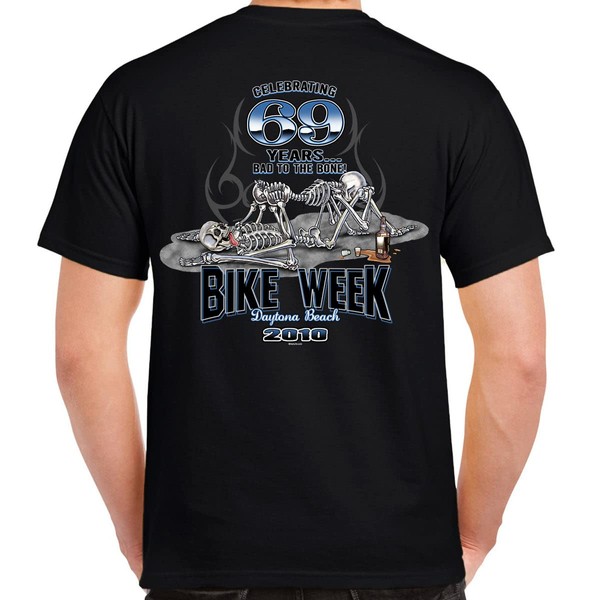 Nostalgia 2010 Bike Week Daytona Beach 69 Skeletons T-Shirt Black