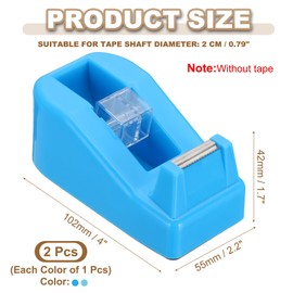 PATIKIL 2pcs Tape Dispenser Desk Small Tape Dispenser Cute Desktop Dispenser Holder for Tape Office Desktop, Blue Tone
