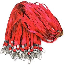 Red Lanyards 50Pcs Nylon Bulk Lanyard for Id Badges,Badge Lanyards Swivel Hooks Clips Great for Name Tags Badge (50PCS, Red)