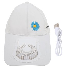 Portable USB Rechargeable Fan Hat Adjustable Adult Unisex Sun UV Protection Fan CapsMoonlight White (Chrysanthemum)