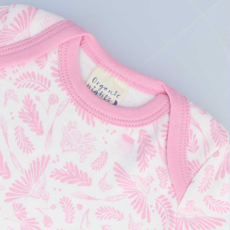 Organic Cotton Summer Baby Onesie - Blush Wings Pink, 0-3