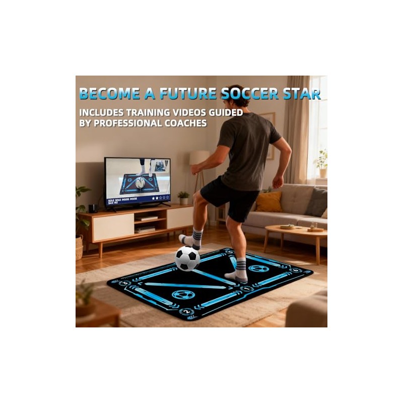 Soccer Training Mat with QR Code Tutorials, Footwork Practice Mat
