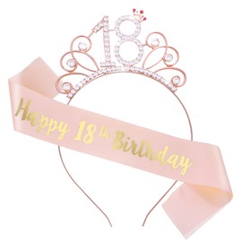 Abeillo 18 Geburtstag Mädchen, Geburtstagkrone Schärpe Strass Tiara, Geburtstag Krone und Schärpe, 18. Geburtstag Geschenke für Geburtstag Geschenk, Mädchen Geburtstag Party Deko