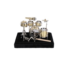 Gugxiom Mini Drum Kit with Display Box and Base, Metal Mini Drum Kit, Miniature Musical Instrument Drum Kit, Mini Drums for Gifts, Families, Friends