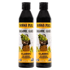 Nonna Pia’s Classic Balsamic Glaze - IGP Certified Balsamic Vinegar Glaze from Modena - Thick, Velvety Balsamic Glaze Drizzle for Meat, Salads, Veggies - Non-GMO, Gluten-Free - 8.45oz (Pack of 2)