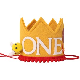 LINLULU Bee Birthday Crown for 1st Brithday - Happy Bee Day Birthday Decorations, First Birthday Crown, 1st Birthday Hat Girl, First Birthday Decorations Boy Yellow