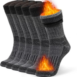 Alvada Warm Thermal Wool Socks for Winter Moisture Wicking and Breathable Cozy Boot Socks Charcoal SM