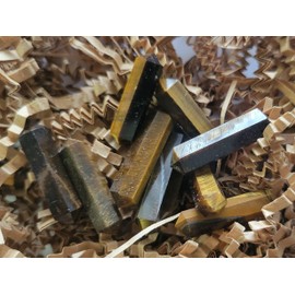 Pachamama Essentials Natural Crystal Point 10 PCS Hexagonal Double Points Healing Reiki Stones Bulk - Pocket Stones Crystal Gemstones 10 Pcs - Jewelry Making (Gold Tiger Eye)