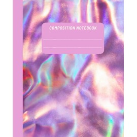 Composition Notebook: College Ruled Journal, Aesthetic Retro Purple Holographic