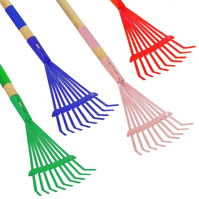 Xifando Kids Leaf Rake -Small Wooden Handle Leaf Rake with