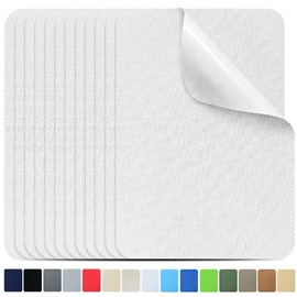 AXEN 12 Pieces Iron on Fabric Patches for Clothing and Pants Repair, 100% Cotton Sewing Repair Patches, Pure White