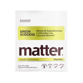 Matter Green Goddess, Mezcla de Superalimentos Liofilizados con Biocore?, Fibra Prebi?tica, Chlorella, Spirulina y Vegetales Verdes, Apoyo Digestivo y