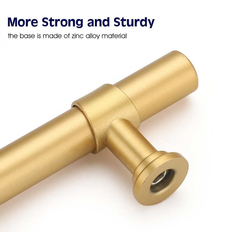 Haliwu 10 Pack Gold Cabinet Handles, Brushed Brass Cabinet Pulls