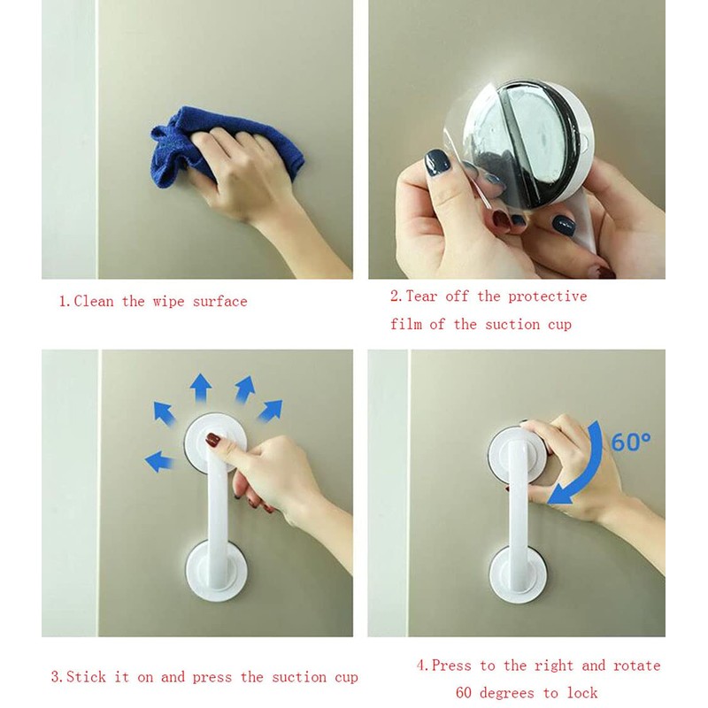 WANLIAN Powerful Suction Cup Glass Mirror Door Handle, Refrigerator Drawer