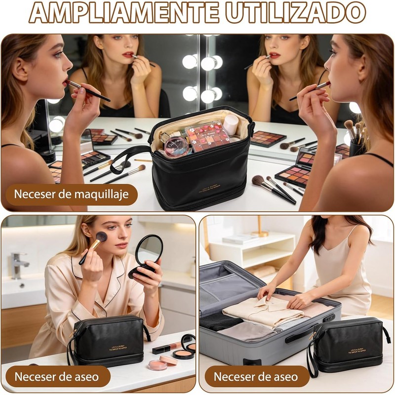 Bolsa de Maquillaje Grande ASVEL 20251226-01 – Doble Capa Impermeable