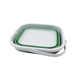 SAMMART 5.5L Collapsible Square Handy Bucket/Foldable SquareWater Pail/Portable Tub with Handle. (Grey/Dark Sea Green)