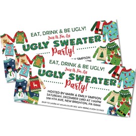 Christmas Party Invitations, Holiday Party Invitations, Business Christmas Party Invitations with Envelopes (Ugly Sweater)