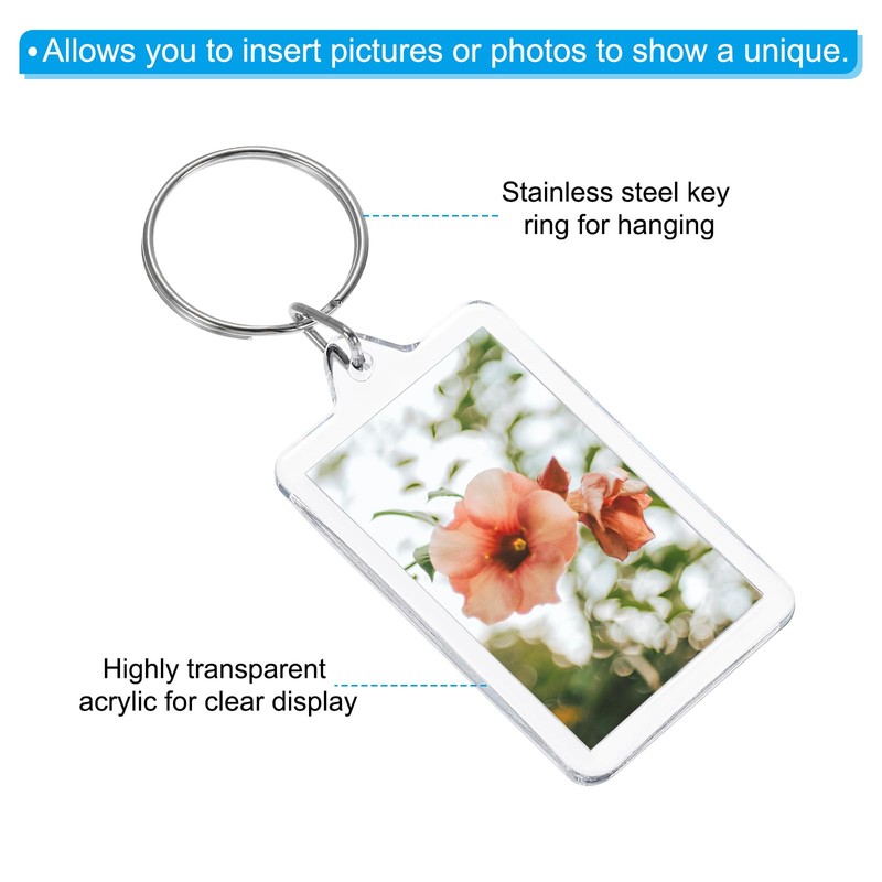 [PATIKIL] 10pcs 44x27mm Acrylic Photo Frame Keychains Blank Photo Insert