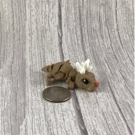 Cinderwings Tiny T-Rex Reindeer Articulated Sensory Toy, Gift