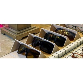 Calabria 5 Slot Light Brown Multiple Sunglasses Organizer Case Holder Travel Faux Leather Hard Shell Wall Hanging Eyeglasses