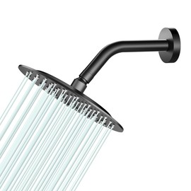AULEEND All Metal Rain Shower Head - Heavy Duty Stainless Steel, Easy Install, High Water Flow, Ultra-Thin Modern Design for Bathroom (D-Matte Black, 8)