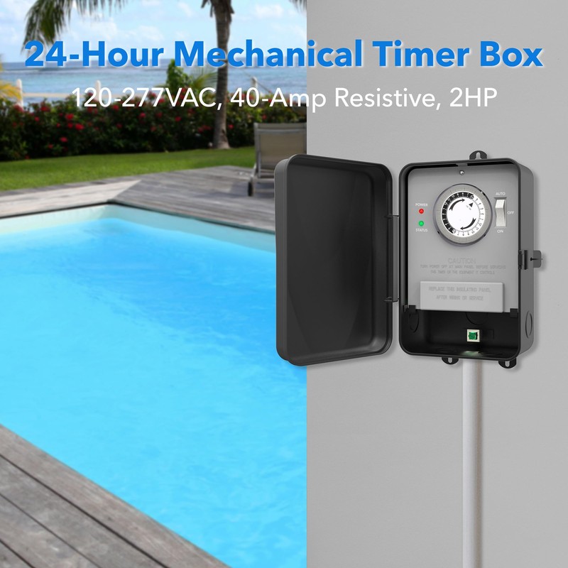 BN-LINK Pool Timer, Outdoor Mechanical Timer Switch for Water Heater,