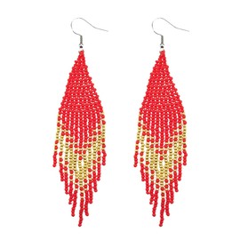 Kaseakia Handmade Bohemian Big Large Long Beaded Tassel Bead Dangle Earrings for Women, long, Glass, No Gemstone