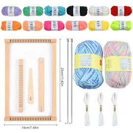 ROYUEXT Wooden Weaving Loom Kit Beginner Hand Kitted Project Craft Kit for Children Adults