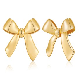 MUYAN Gold Large Bow Earrings for Women Trendy Bowknot Elegant Earring Holiday Bow Jewelry