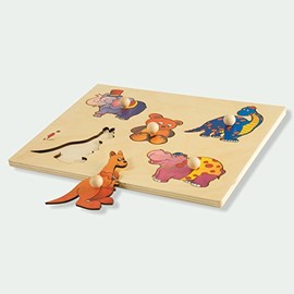 Dida - Steckpuzzle - Landtiere. Greifpuzzle Für Kleinkinder Mit Bequemen Holzknöpfen. Ideal Für Die Kinderkrippe, Die Vorschule Und Den Kindergarten