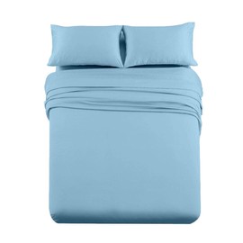 Luxury Hotel Style Microfiber Sheets - Full XL Size, 6 Piece Set, Deep Pockets, Breathable, Light Blue