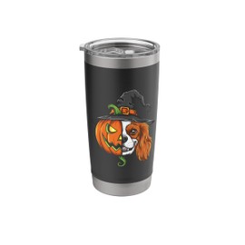 Cavalier King Charles Spaniel Dog Pumpkin Jack O Lantern Stainless Steel Insulated Tumbler