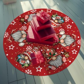 Tian Zhun Christmas Tree Skirt Red Tree Skirt Glitter Gnome Christmas Party Winter Holiday Tree Mat 48 Inch Indoor Outdoor Decoration