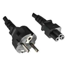 DINIC Power Cable CEE 7/7 – Earthing Contact Plug to C5 (1.80 m, Black)
