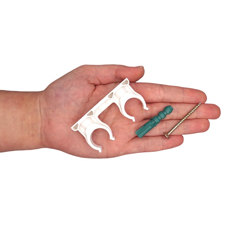 SKIR'CO Pack of 50 Double Pipe Clamps, Plastic Clamps for